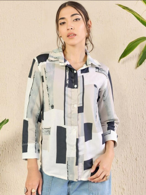 MAYKR Women Geometric Print Casual Multicolor Shirt