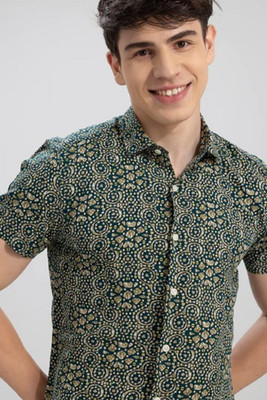 MADEC Men Printed Formal Green Shirt