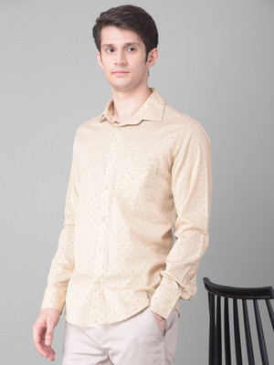 CRIMSOUNE CLUB Men Printed Casual Beige, White Shirt