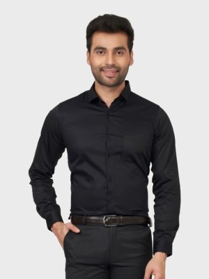 Ornate Queen Men Solid Formal Black Shirt