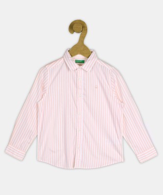 United Colors of Benetton Boys Striped Casual Pink Shirt