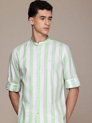 French Connection Men Striped Casual Green Shirt