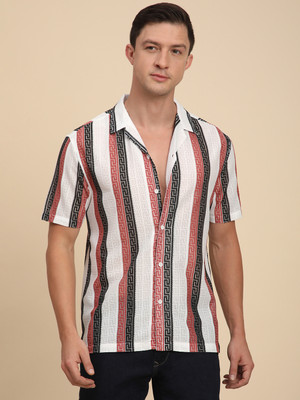 Voroxy Men Striped Casual Red Shirt