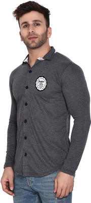 GEUM Men Printed Casual Grey Shirt