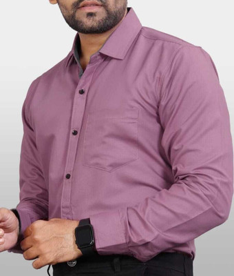 swadra Men Solid Casual Pink Shirt