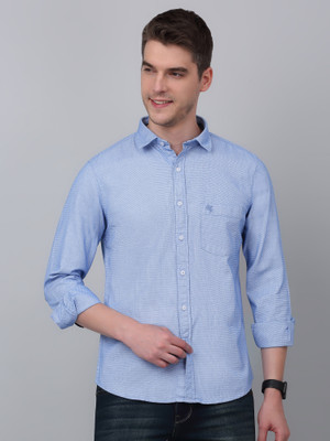 CANTABIL Men Self Design Casual Blue Shirt