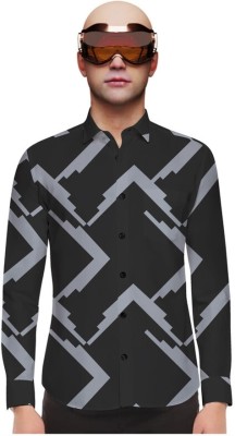 TRISHULFASHION Men Printed Casual Black Shirt