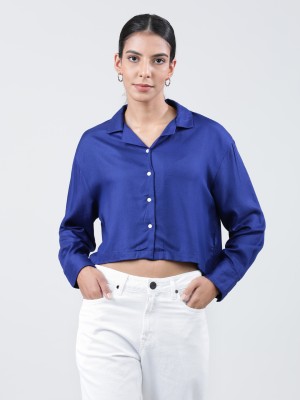Bene Kleed Women Solid Casual Dark Blue Shirt