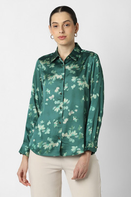 VAN HEUSEN Women Printed Party Green Shirt