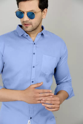 Ramji Fashion Men Solid Casual Light Blue Shirt