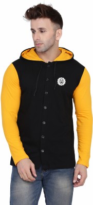 tfurnish Men Self Design Casual Yellow, Black Shirt