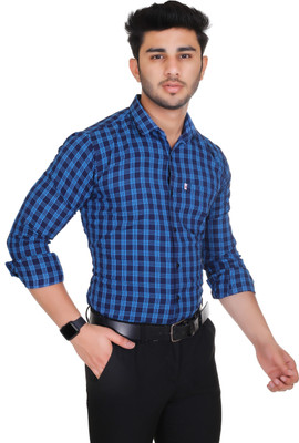 Arthz Fab Trend Men Checkered Casual Blue Shirt
