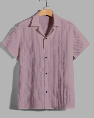 JANKIE Boys Self Design Casual Pink Shirt