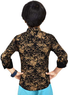 MOHINI CREATION Boys Printed Casual Black, Yellow Shirt