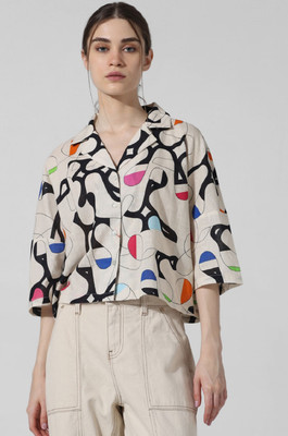 MOXTE Women Solid Party Cream Shirt