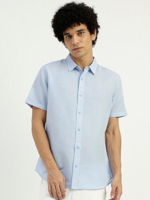 United Colors of Benetton Men Solid Casual Light Blue Shirt