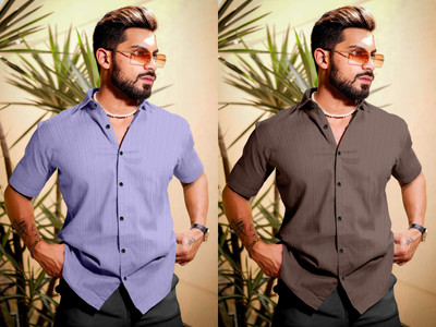 METRONAUT Men Self Design Casual Multicolor Shirt(Pack of 2)
