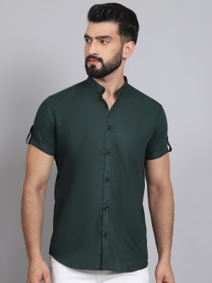 GLOBAL NOMAD Men Solid Casual Dark Green Shirt