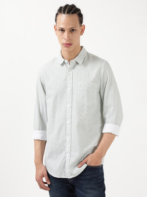 LEE Men Printed Casual Green Shirt