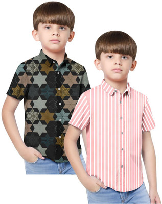 sakthi Boys Printed Casual Multicolor Shirt(Pack of 2)