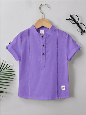 Mammeru Boys Solid Festive Purple Shirt