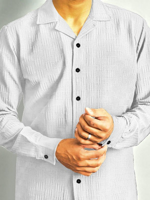 Hityyani Men Self Design Formal White Shirt
