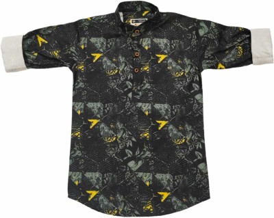 SKY PEARL Boys Printed Casual Black Shirt