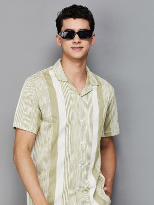 Fame Forever by Lifestyle Men Printed Casual Beige Shirt