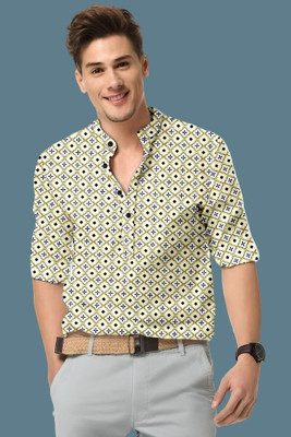StellLIFESTYLE Trend Men Printed Casual Gold Shirt