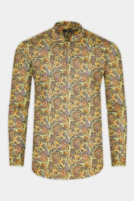 french crown Men Floral Print Casual Brown Shirt