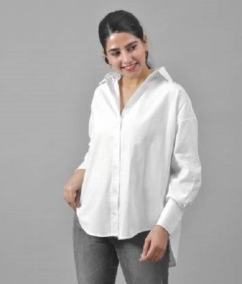Fab Star Women Solid Casual White Shirt