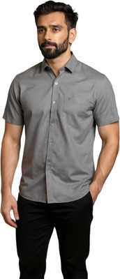 Ramraj Cotton Men Solid Formal Grey Shirt