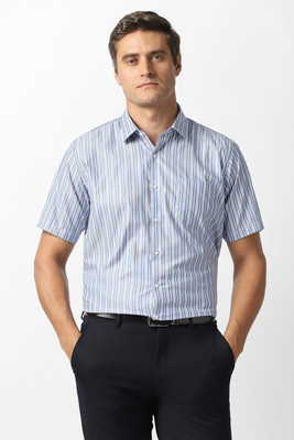 VAN HEUSEN Men Striped Formal Blue Shirt