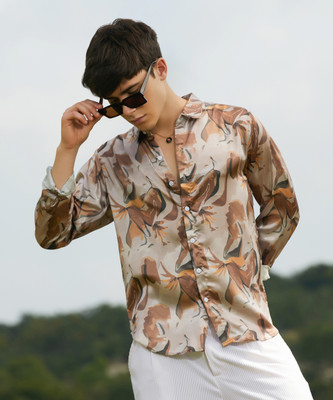 CAMPUS SUTRA Men Printed Casual Brown Shirt