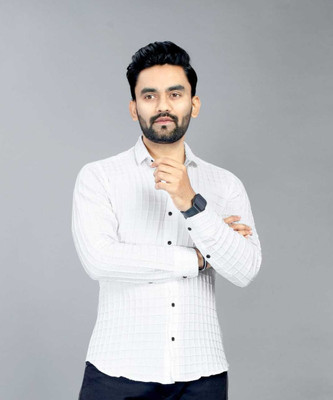 sti Men Self Design Casual White Shirt