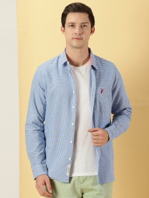 THOMAS SCOTT Men Checkered Casual Blue Shirt