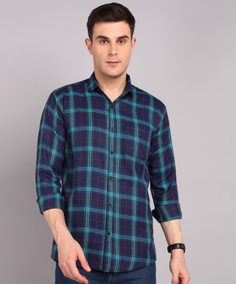 Vellical Men Checkered Casual Green Shirt