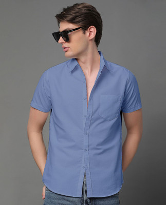 Voroxy Men Solid Casual Grey, White Shirt