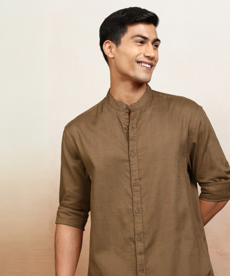 HIGHLANDER Men Striped Casual Brown Shirt