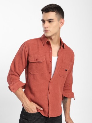 BEYOUNG Men Self Design Casual Brown Shirt