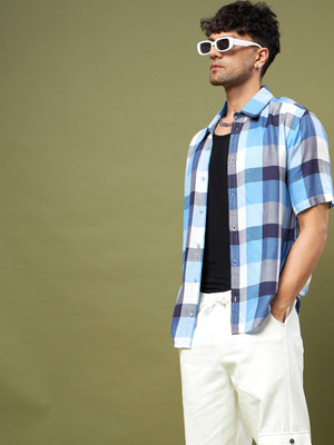MASCLN SASSAFRAS Men Checkered Casual Blue, White Shirt