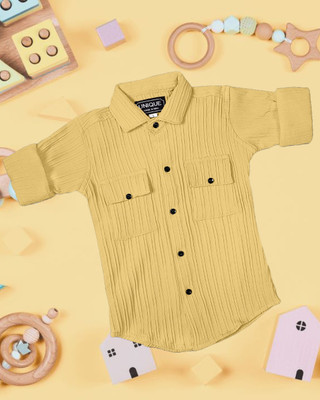 Zanskar Boys Self Design Casual Yellow Shirt