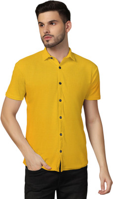 tfurnish Men Solid Casual Yellow Shirt