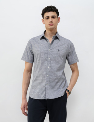 U.S. POLO ASSN. Men Printed Casual Grey Shirt