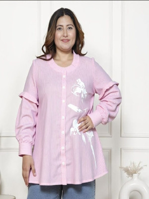 PP PRODUCTIONS Women Striped Casual Pink Shirt
