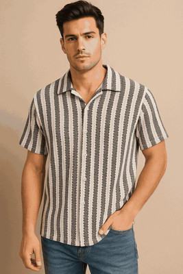 lCome Men Self Design, Striped Casual Multicolor Shirt