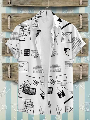 Radha Krishna Fashion Men Printed Casual White, Black Shirt