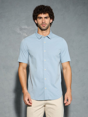 TECHNOSPORT Men Solid Casual Blue Shirt