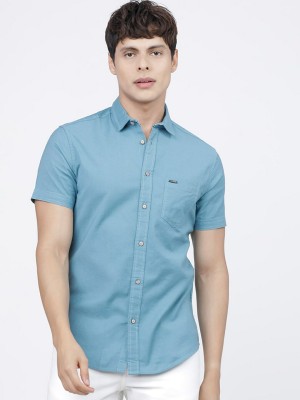 The Indian Garage Co. Men Solid Casual Blue Shirt