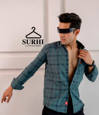 Surhi Men Checkered Casual Grey Shirt